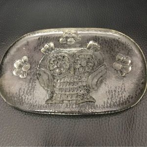 VTG Art heavy glass Butter/ Cheese Tray HERGISWIL BY NIEDERER